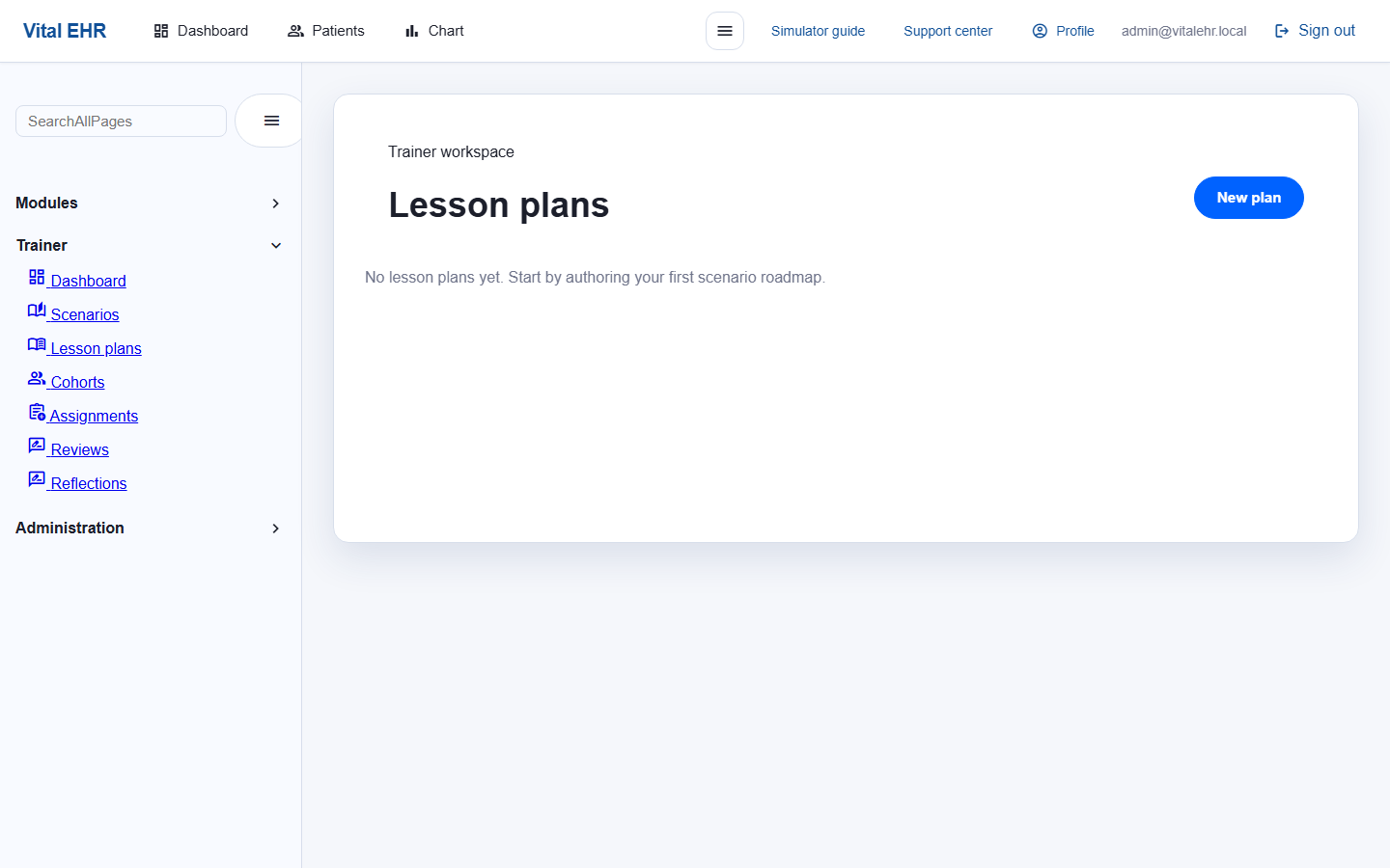 Vital EHR trainer lesson plans